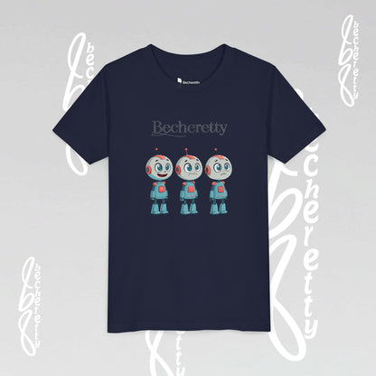 Youth T-Shirt short sleeve  "Three Funny Kid Robots" Graphic Becheretty - Original gift for birthdays, casual wear